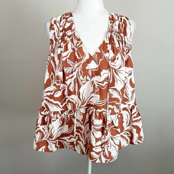 A New Day Tie Neck Sleeveless Floral Print Top, - Picture 1 of 10